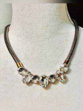 Crystal Statement Necklace - Clear Crystal Bib Necklace